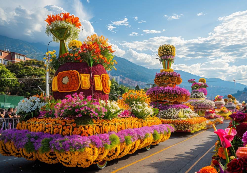 feria de las flores en bus