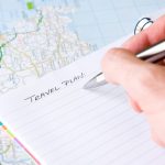 Hand writing travel plan