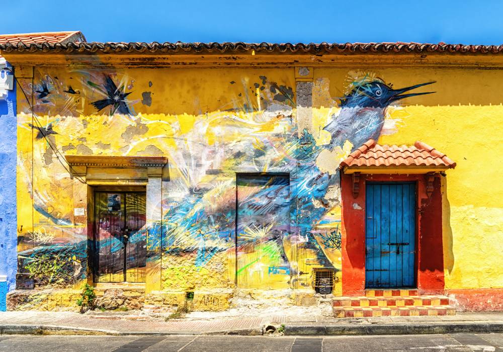 Mural pintado en el barrio de Getsemaní en Cartagena. Foto: Adobe Stock