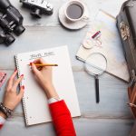 Woman making traveling plan